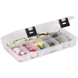 13 Clear and Yellow Pro Latch Stowaway Storage Utility Box with Adjustable Dividers at christmas.com